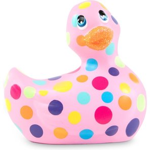  Розовый вибратор-уточка I Rub My Duckie 2.0 Happiness в разноцветный горох 