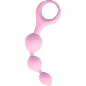  Нежно-розовая анальная цепочка Anal Chain с ручкой-кольцом 