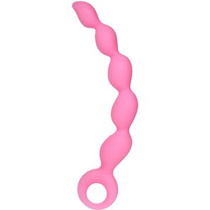  Розовая анальная цепочка с ручкой-кольцом 21,8 см 
