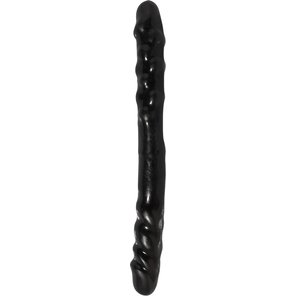  Двойной чёрный фаллоимитатор BASIX 38,5 см 