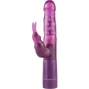  Фиолетовый вибратор Bunny On A Budget с клиторальным зайчиком и вращением ствола 25 см 