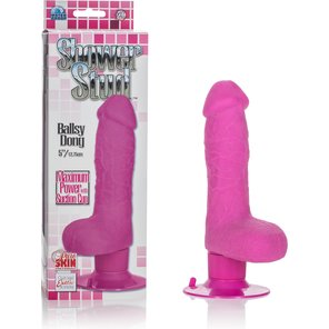  Розовый вибратор Shower Stud Ballsy Dong на присоске 12,75 см 