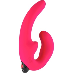  Ярко-розовый безремневой страпон с вибрацией Sharevibe 