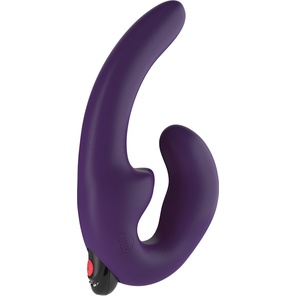  Фиолетовый безремневой страпон с вибрацией Sharevibe 