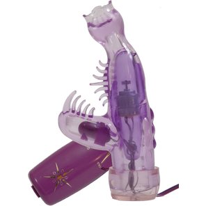  Фиолетовый мини-вибратор со стимулятором клитора 13 см 