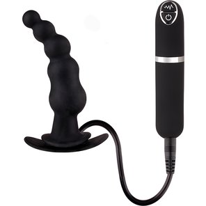  Чёрная загнутая вибровтулка Dash Butt Plug With Mini Controller I 9 см 