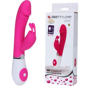  Розовый вибратор Gene с клиторальным зайчиком 20,5 см 