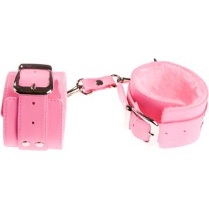  Розовые наручники с мягкой меховой подкладкой 