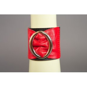  Красно-чёрный кожаный браслет с овальной пряжкой 