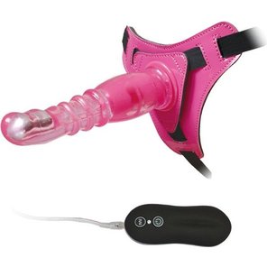  Розовый страпон на трусиках с вибрацией 10Mode Vibrations Harness-G spot Dong 18,7 см 