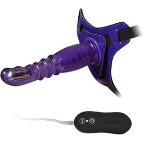  Фиолетовый страпон с вибрацией 10Mode Vibrations Harness-G spot Dong 18,7 см 