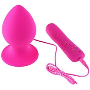  Розовый виброплаг с выносным пультом Anal Plug L 9 см 