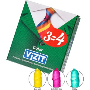  Цветные ароматизированные презервативы VIZIT Color 3 шт 