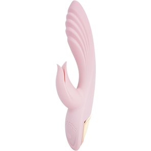  Нежно-розовый вибромассажёр-кролик Classic Kiss 24 см 