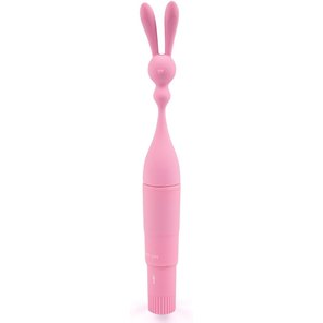  Розовый клиторальный вибростимулятор с длинными ушками 20 см 