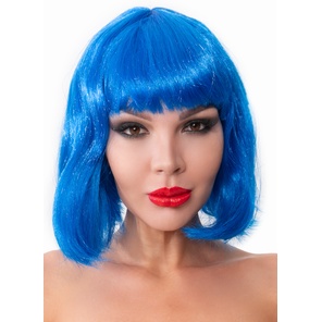  Синий парик-каре с челкой 