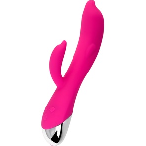  Розовый вибратор-кролик «Дрючка-Удовольствие» 22 см 