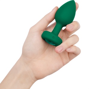  Зеленая анальная вибровтулка с кристаллом Vibrating Jewel Plug M/L 10,5 см 