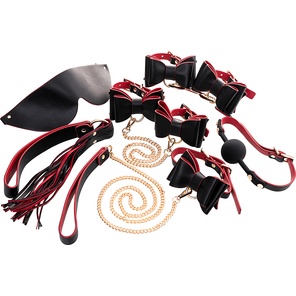  Черно-красный бондажный набор Bow-tie 