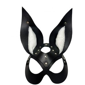  Черная маска зайки с белым мехом на ушках Miss Bunny 