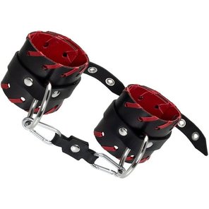  Черные наручники с красной окантовкой 
