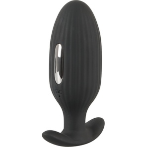  Черная анальная втулка с вибрацией и электростимуляцией Vibrating E-Stim Butt Plug 9,2 см 