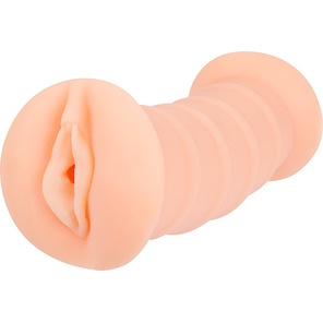  Телесный вибромастурбатор-вагина с комплектом эрекционных колец 