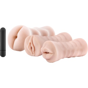  Набор из 3 мастурбаторов и вибропули 3-Pack Self-Lubricating Vibrating Stroker Sleeve Kit 