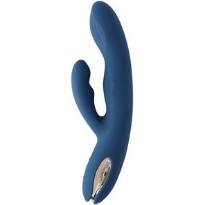  Синий вибратор-кролик Aylin с пульсирующей головкой 21,5 см 