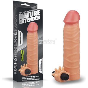  Телесная насадка-удлинитель на пенис с вибропулей 17,8 см 