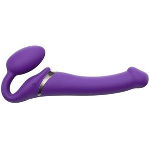  Фиолетовый безремневой вибрострапон Silicone Bendable Strap-On size M 