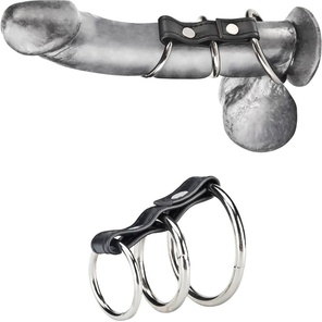  Хомут на пенис из трех металлических колец 3 RING GATES OF HELL 