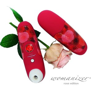  Красный бесконтактный стимулятор клитора WOMANIZER rose edition 