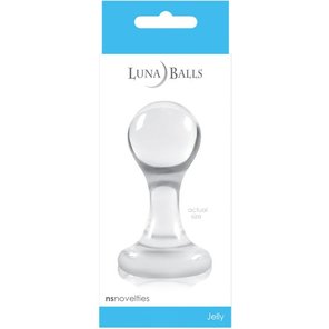  Прозрачная маленькая анальная пробка Luna Balls на присоске 7,5 см 
