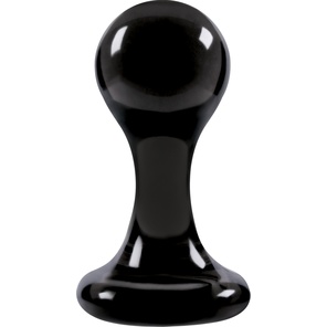  Большая чёрная анальная пробка Luna Balls на присоске 9,5 см 