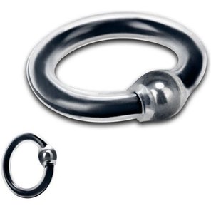  Чёрное эрекционное кольцо на пенис с шариком в прозрачной оболочке 