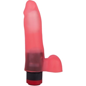  Гелевый вибратор в виде розового фаллоса с мошонкой 16,5 см 