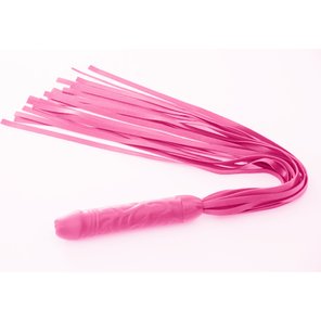  Розовая плеть мини-ракета из латекса с ручкой в виде фаллоса 60 см 