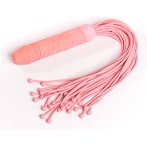  Розовая латексная плеть с ручкой-фаллосом 55 см 