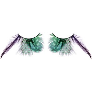  Зеленые ресницы с фиолетовыми перьями 