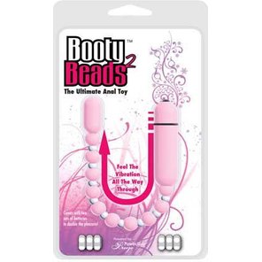  Розовая анальная виброцепочка Booty Beads 24 см 