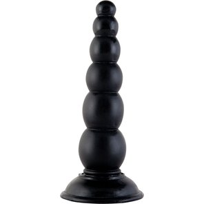  Чёрная анальная ёлочка с 6 шариками 17,5 см 