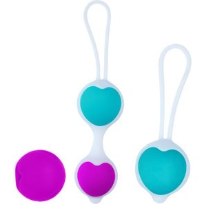  Набор из фиолетово-голубых вагинальных шариков с сердечками 