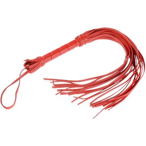 Гладкая красная плеть из кожи с жесткой рукоятью 65 см 