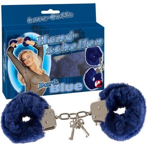  Меховые наручники синего цвета 