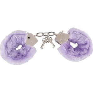  Фиолетовые меховые наручники Love Cuffs 