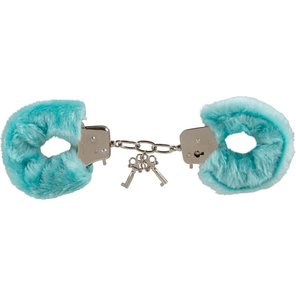  Голубые меховые наручники Love Cuffs Blue 