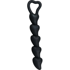  Чёрная анальная цепочка с звеньями-сердечками Black Velvet 18,5 см 