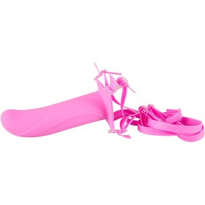  Полый розовый страпон Horny на регулируемых ремешках 16 см 