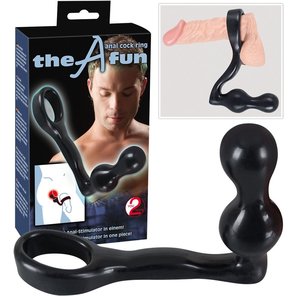  Чёрное эрекционное кольцо с анальным стимулятором Anal Cockring 